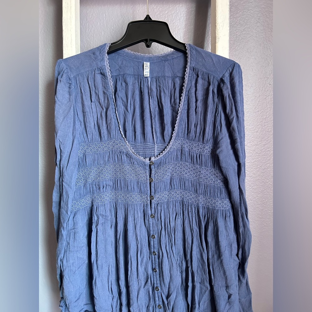 Blue peasant blouse by Free People